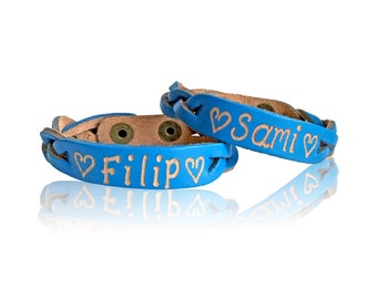 Personalized gifts - Engraved leather bracelet - His and hers custom jewelry - Leather personalized name bracelets - gifts & mementos
