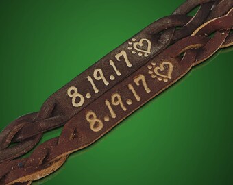 Matching Bracelets for Couples, Custom Bracelet His and Her, Leather Couples Bracelets, Engraved Couples Bracelets