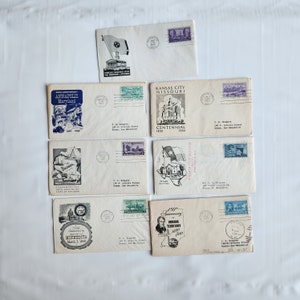 Lot of 7 First Day of Issue Envelopes and Stamps Vintage Collection