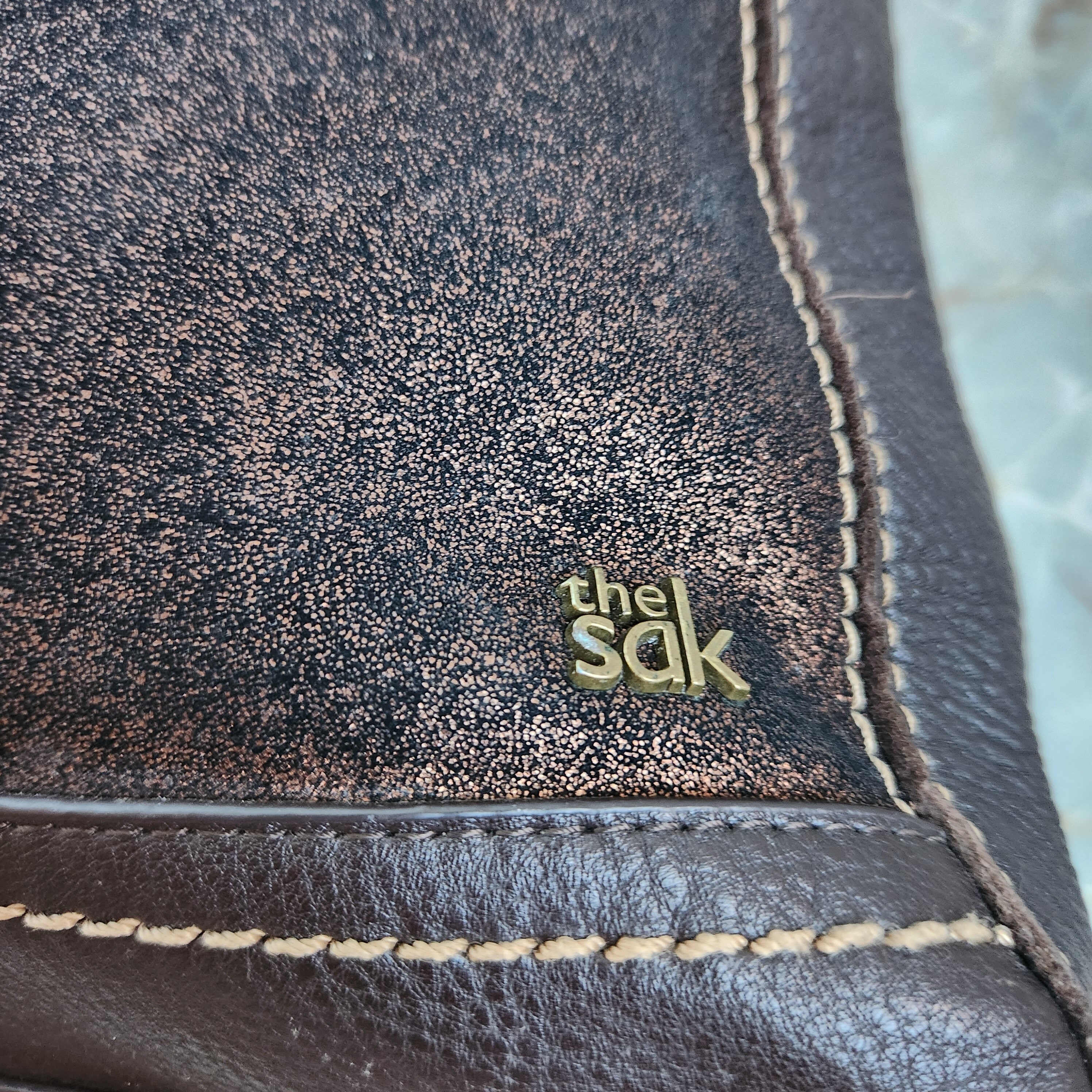 Retro Bronze Brown Metallic Leather Crossbody Bag by the Sak