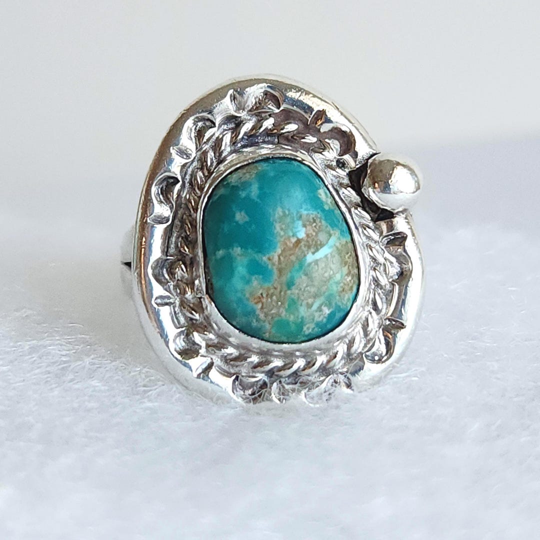 Vintage Navajo Sterling Silver Turquoise Ring | Size 8.25 | 7.7g ...