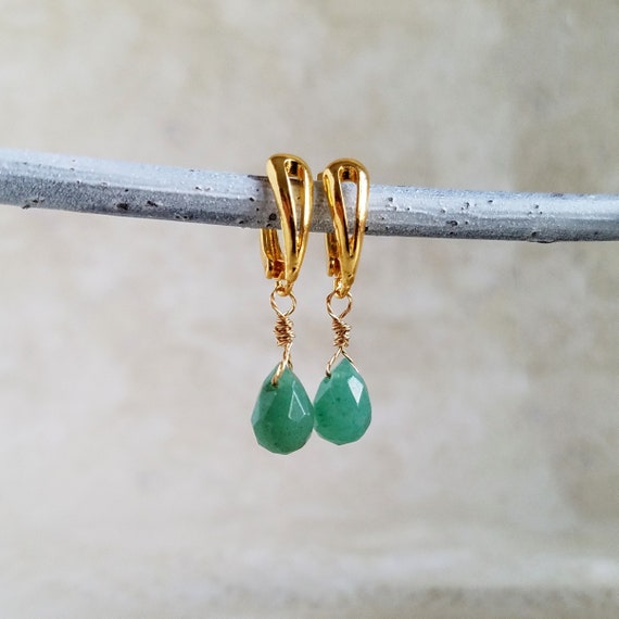 Natural Stone Earring Green Aventurine | Etsy