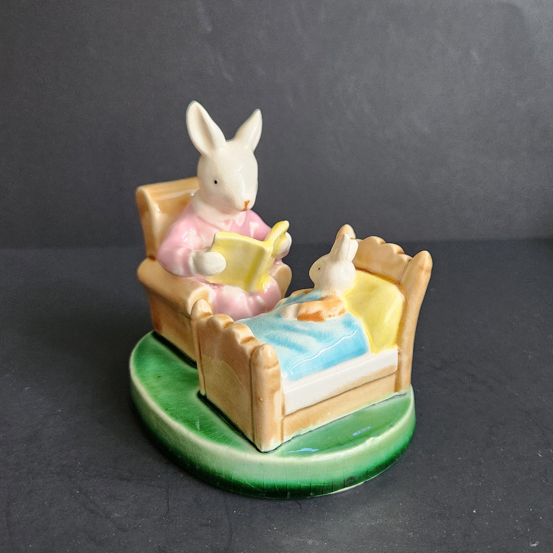 Retro 80s Ceramic Bunny Rabbits Mother Bunny With Baby From Albert ...