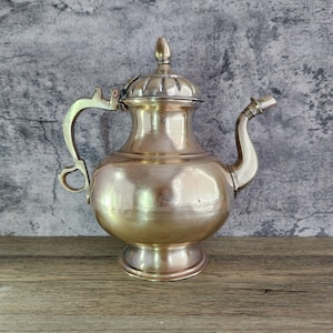 Antique Heavy Brass Tea Coffee Pot: Restored Victorian Decor (11 inch)