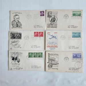Lot of 6 First Day of Issue Envelopes and Stamps Vintage Collection