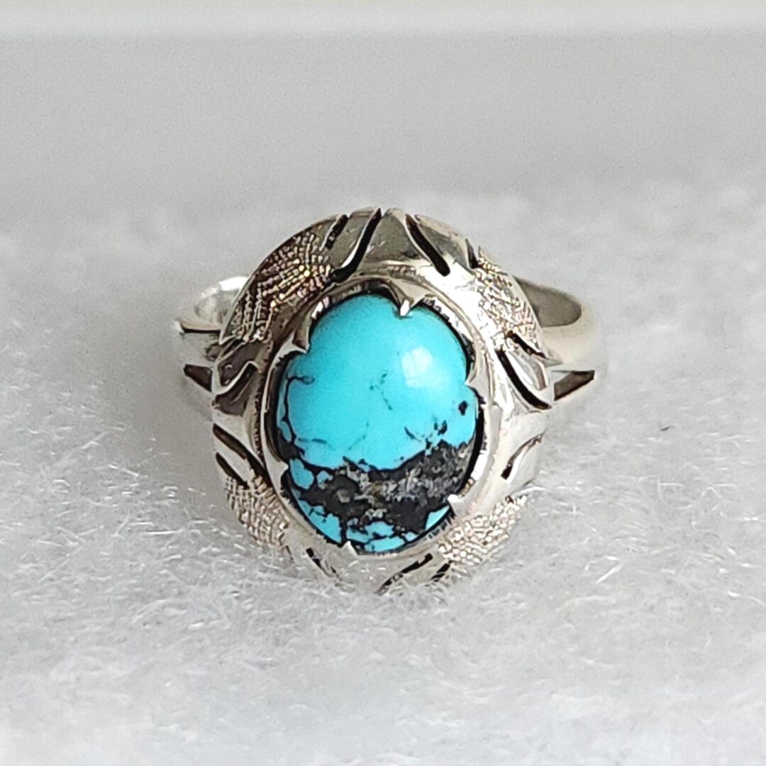 VTG Native American Sterling Silver Oval Turquoise Ring – Size 6 – 925 ...