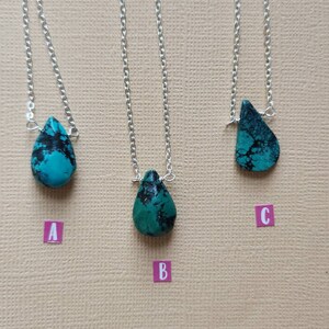 Raw Turquoise Drop Necklace, Love and Hearts Necklace, December Birthstone