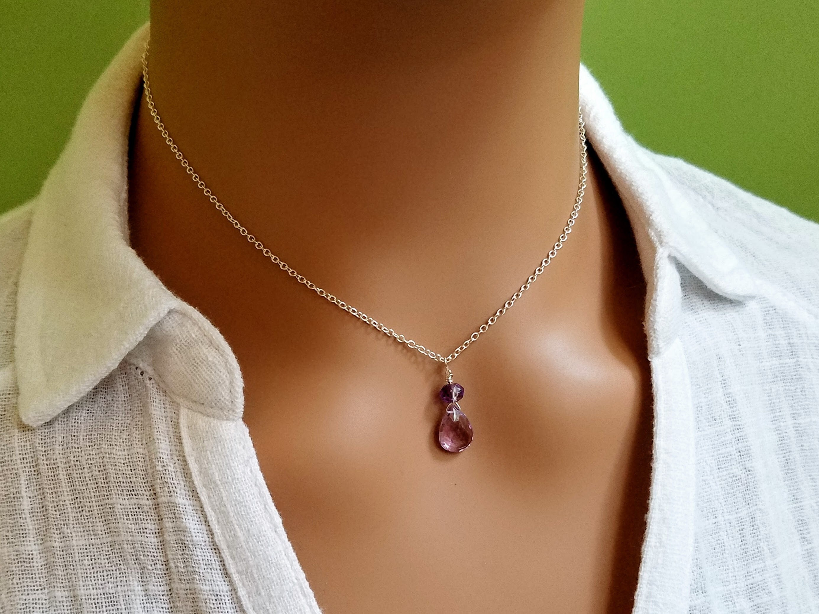 Amethyst Necklace Aquarius Birthstone 