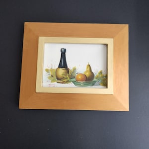 Original Signed Vintage Oil Painting - Classic Still Life Scene, 5 x 7 Framed