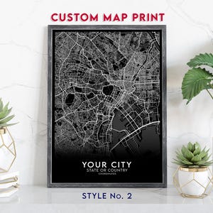 CUSTOM City Street Map | Printable Travel Map | Minimalist | Nordic Poster | Wall Art | Housewarming Gift | Digital File Only | Style #2
