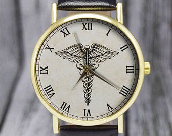 Caduceus Symbol | Medical Symbol | Ladies Watch | Men's Watch | Health Professionals | Birthday Gift Ideas | Wedding | Fashion Accessories