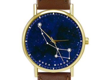 Ursa Minor Constellation Watch | Leather Watch | Ladies Watch | Men's Watch | Gift Idea | Minimalist | Geometric | Line Drawing | Astronomy