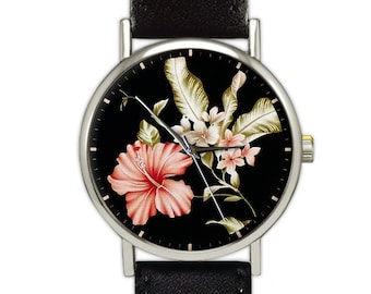 Hibiscus Flower Watch | Floral | Women's Watch | Ladies Watch | Gift for Her | Gift Ideas | Jewelry | Fashion Accessory |