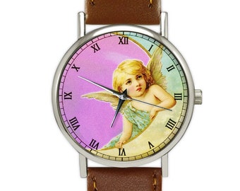 vintage Bébé Chérubin | Montre Ange | Croissant de Lune | Montre femme | Montre Femme | Cadeau pour elle | Idées cadeaux | Anniversaire | Accessoires