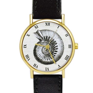 Ammonite Vintage Style Watch | Marine Mollusc | Shell | Leather Watch | Ladies Watch | Men&#39;s Watch | Birthday | Wedding | Gift | Accessory