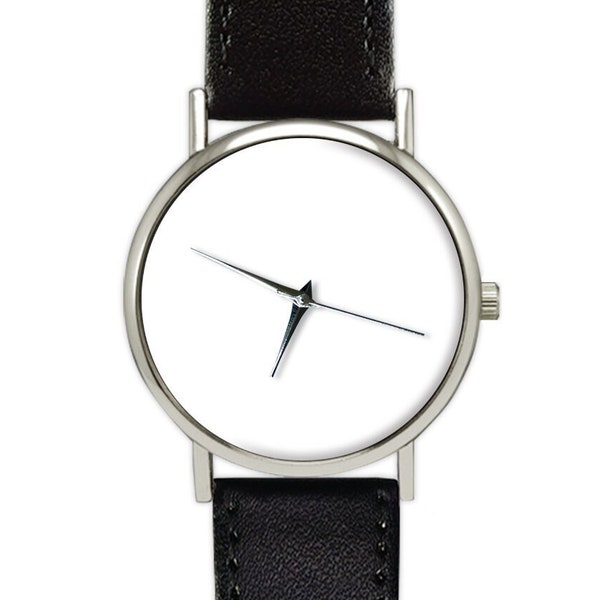 Visage blanc | Minimaliste | Couleur unie | Style classique | Montre en cuir | Montre femme/homme | Anniversaire | Idées cadeaux | Bijoux | Accessoire