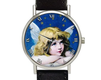 bébé chérubin vintage | Montre Ange | Montre en cuir | Montre femme | Montre homme | Cadeau pour elle | Idées cadeaux | Anniversaire | Accessoires