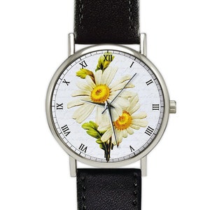 Vintage Daisy Flower Watch | Floral Watch | Botanical | Leather Watch | Women's Watch | Ladies Watch | Wedding | Birthday | Gift Ideas