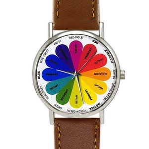 Color Wheel Watch | Art | Leather Watch | Men's Watch | Women's Watch | For Her | Birthday | Wedding | Gift Ideas | Fashion Accessories