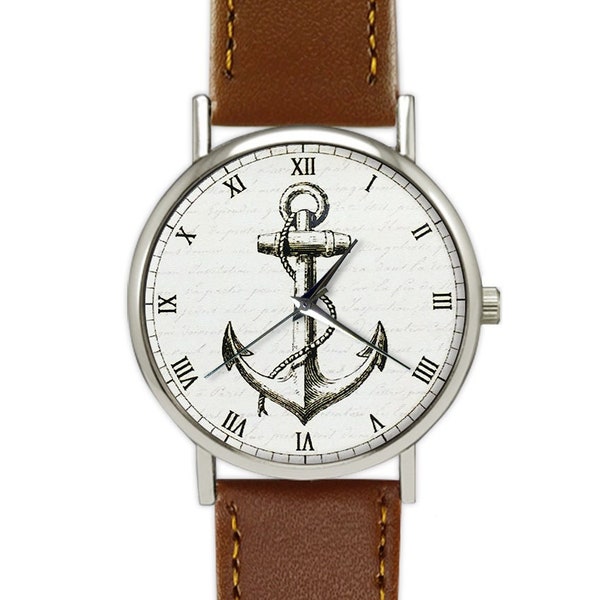 Vintage Anchor Illustration Watch | Mariners | Leather Watch | Men's Watch | Nautical | Birthday | Wedding | Gift Ideas | Fashion Accessory