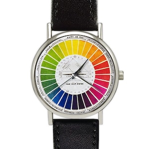 Vintage Color Wheel | Art | Leather Watch | Women&#39;s / Men&#39;s Watch | Birthday Gift | Wedding | Gift  Ideas | Jewelry | Fashion Accessory
