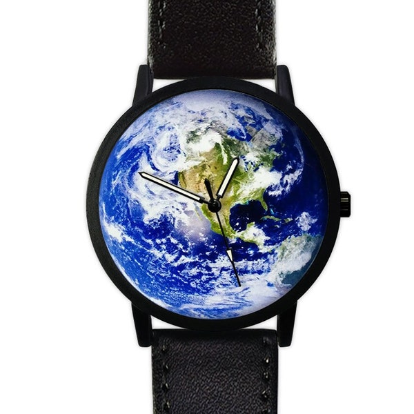 Earth Watch | Blue Planet Watch | Leather Watch | Ladies Watch | Men's Watch | Gift Ideas | Birthday | Wedding | Fashion Accessories