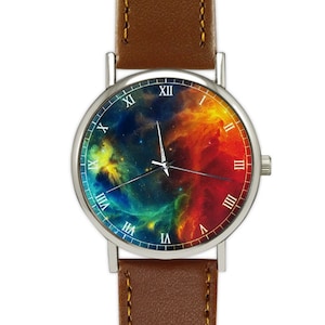 Colorful Nebula Space Watch | Leather Watch | Ladies Watch | Men's Watch | Gift Idea | Birthday Gift | Fashion Accessory |