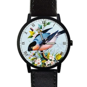 Vintage Bird and Flowers Watch | Leather Watch | Ladies Watch | Women&#39;s Watch | Unisex | Gift Ideas | Fashion Accessories