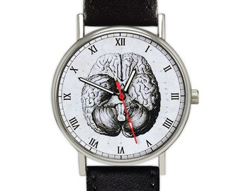 montre cérébrale vintage | Montre d'anatomie | montre en cuir vintage | Montre femme | Montre-bracelet pour hommes | Idées cadeaux d'anniversaire | Montre faite à la main