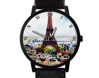 Vintage Paris Watch | Eiffel Tower | Travel Gift | Leather Watch | Ladies Watch | Men's Watch | Birthday Gift Ideas | Fashion Accessories
