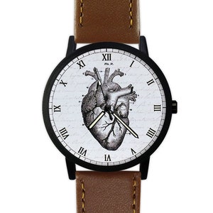 Vintage Heart Watch | Anatomy Watch | Vintage-style Leather Watch | Ladies Watch | Watch for Women | Men Watch | Birthday Gift Ideas