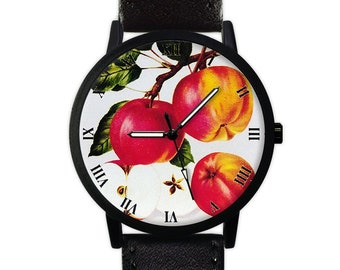 Apple Watch | Vintage Style | Fruit | Leather Watch | Ladies Watch | Unisex Watch | Gift Idea | Jewelry | Fashion Accessory |
