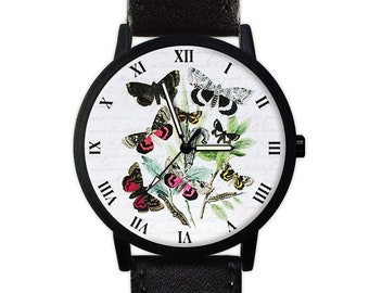 Vintage Butterflies Watch | Insect | Leather Watch | Ladies Watch | Men's Watch | Birthday | Wedding | Gift Ideas | Fashion Accessories