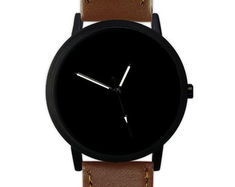 Black Dial | Minimalist | Solid Color | Leather Watch | Ladies Watch | Men's Watch |  Birthday Gift | Gift Ideas | Jewelry | Accessory |