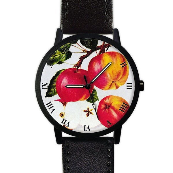 Apple Watch | Vintage Style | Fruit | Leather Watch | Ladies Watch | Unisex Watch | Gift Idea | Jewelry | Fashion Accessory |