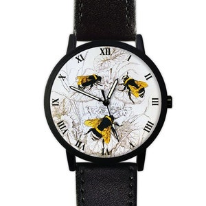 Vintage Honey Bee Watch | Insect Watch | Leather Watch | Ladies Watch | Men's Watch | Birthday Gift | Fashion Accessory |