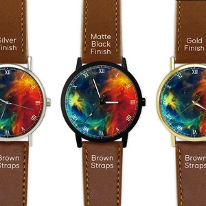 Colorful Nebula Space Watch Leather Watch Ladies Watch Men's Watch Gift Idea Birthday Gift Fashion Accessory image 4