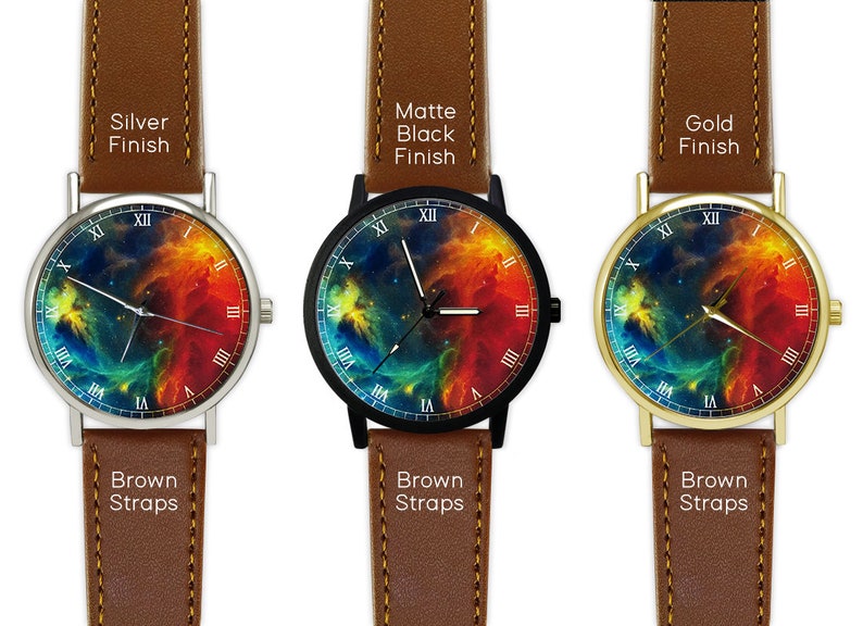 Colorful Nebula Space Watch Leather Watch Ladies Watch Men's Watch Gift Idea Birthday Gift Fashion Accessory image 4