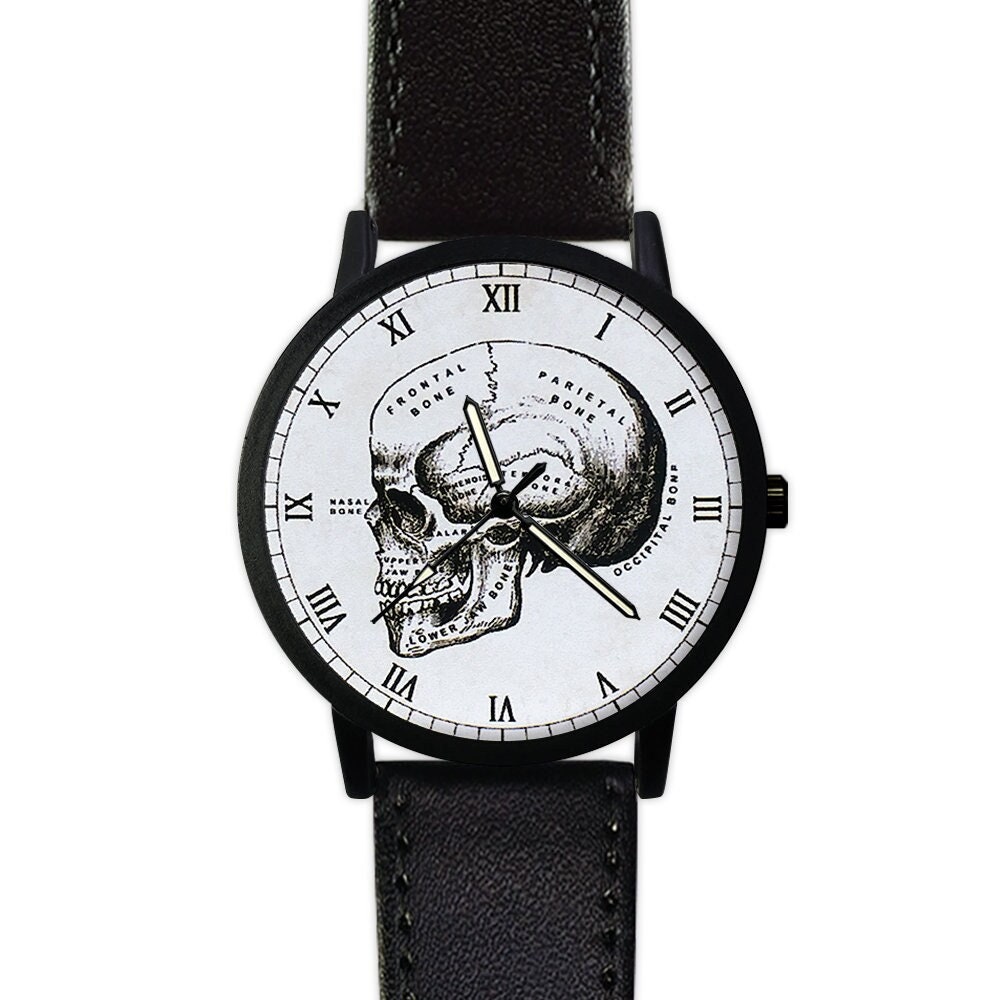 Men's Steampunk Leather Wrist Watch, Vintage Looking Men's Watch,  Distressed Leather Cuff, Bracelet Watch, 3rd Anniversary Gift 