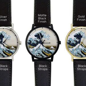 The Great Wave off Kanagawa Watch Leather Watch Ladies Watch Art Watch Men's Watch Birthday Gift Gift Ideas Fashion Accesory image 3