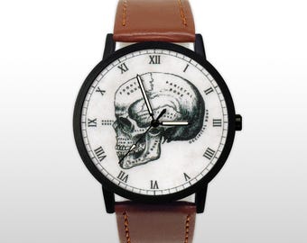 Anatomy Skull Watch, Human Skeleton Art Wristwatch, Medical Student Gift, Vintage Biology Illustration, Doctor Graduation, Science Jewelry