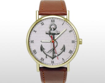 Vintage Geneva Gold Tone White and Tan Sailor Anchor Boat  display picture 1