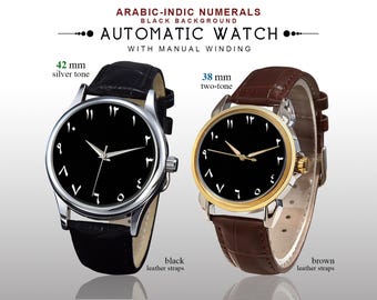 Arabic-Indic Numerals Automatic Watch | Black Dial | Minimalist | Ladies Watch | Men's Watch | Gift Ideas | Jewelry | Accessory