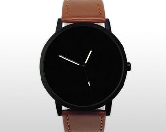 Black Dial Analog Watch, Minimalist Quartz Timepiece, Sleek Modern Wristwatch, Unique Anniversary Gift for Him/Her, Fashion Accessory