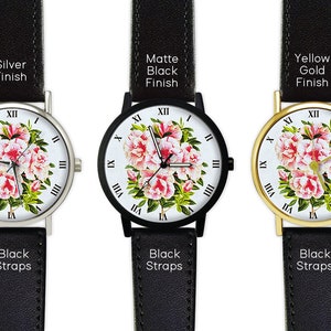 Azalea Watch Vintage Style Azalea Flower Watch | Floral Watch | Botanical | Leather ...