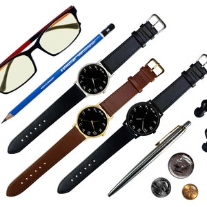 Japanese Numerals / Numbers Watch Black Face Watch Minimalist Leather Watch Ladies Watch Men's Watch Gift Ideas Jewelry image 2