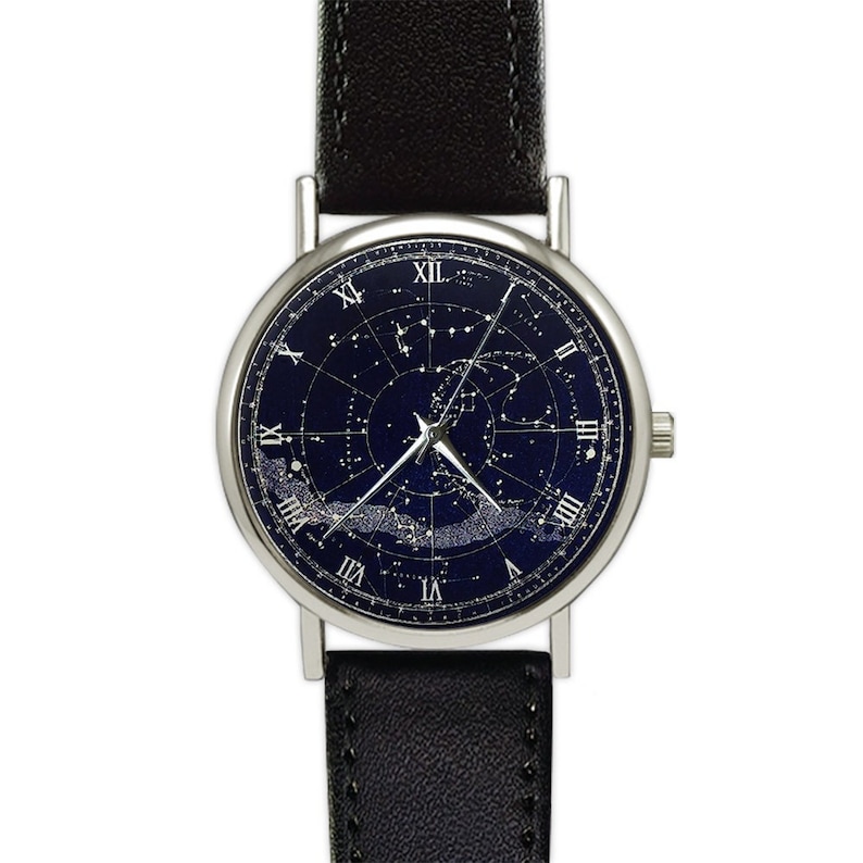 Vintage Northern Constellation Watch Celestial Map Stars Northern Hemisphere Ladies Watch Men's Watch Jewelry Accessory image 1