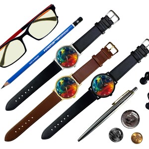 Colorful Nebula Space Watch Leather Watch Ladies Watch Men's Watch Gift Idea Birthday Gift Fashion Accessory image 2