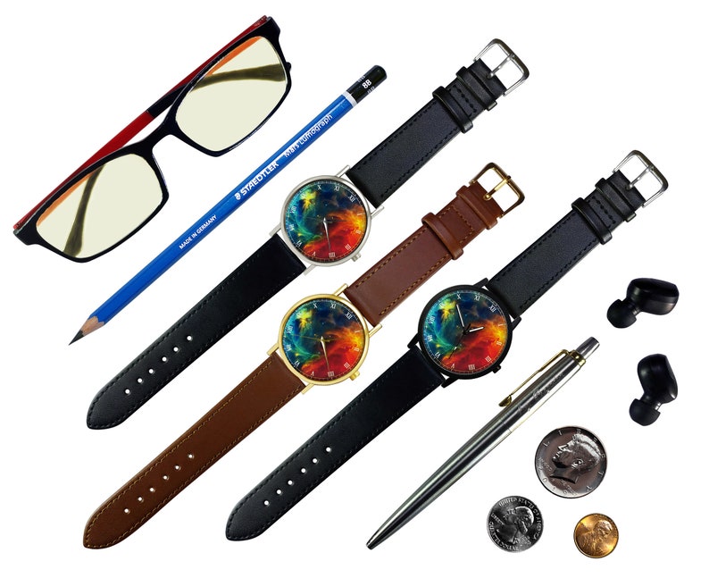 Colorful Nebula Space Watch Leather Watch Ladies Watch Men's Watch Gift Idea Birthday Gift Fashion Accessory image 2