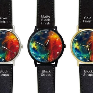 Colorful Nebula Space Watch Leather Watch Ladies Watch Men's Watch Gift Idea Birthday Gift Fashion Accessory image 3